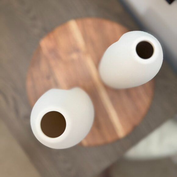 Modern White Ceramic Face Vase Set — Kaolinite • Set of 2 • Minimalist Sculpture - Picture 7 of 11